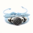 thumbnail image 1 of Norse Viking Compass Faux Leather Bracelet - Handmade Multi-Layer Beaded Wristband with Runic Inscriptions, Gift in Black, Brown, or Blue, Viking Jewelry,Blue, 1 of 12