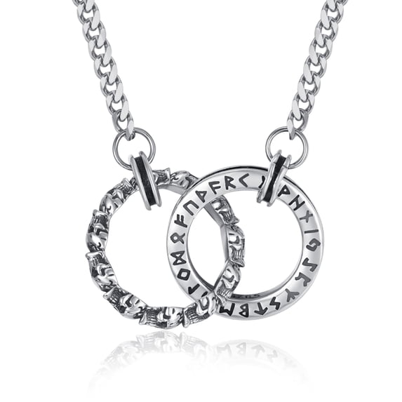 Norse Viking Necklace with Rolo Chains for Men Women Vintage Amulet Jewelry Gift