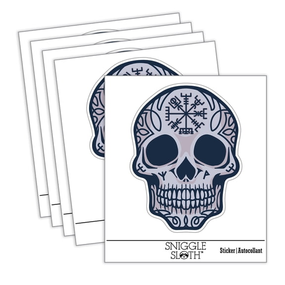 Norse Viking Rune Skull Car Window Bumper Water Bottle Phone Tablet Laptop Waterproof Vinyl Decal Sticker Set 5-Pack - Gloss Finish - 4.0"