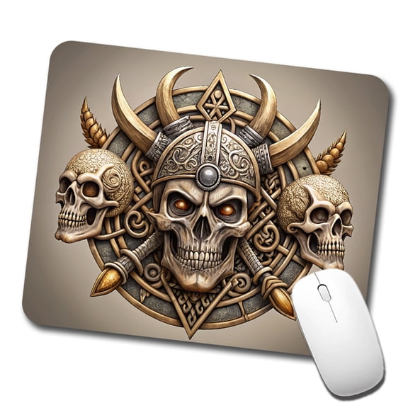 Norse Viking Symbols With Skulls Mouse Pad Low Profile Gaming Mat