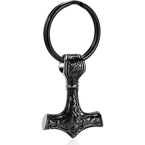 Norse Viking Thor's Hammer Talisman Urn Necklace, Stainless Steel Men Vintage Original Cremation Jewelry Nordic Viking Vegvisir Mjolnir Compass Amulet Pendant