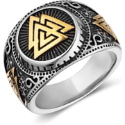 Norse Viking Valknut Ring for Men Stainless Steel Vintage Odin Symbol Warrior Amulet Ring