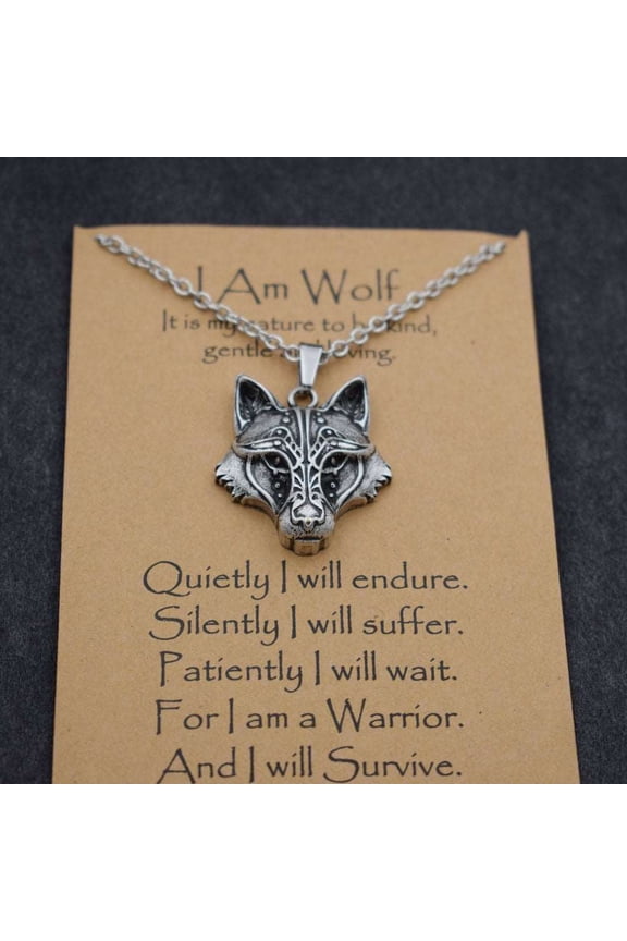 Norse i am wolf Viking Celtics wolf necklace  Totem Amulet with card