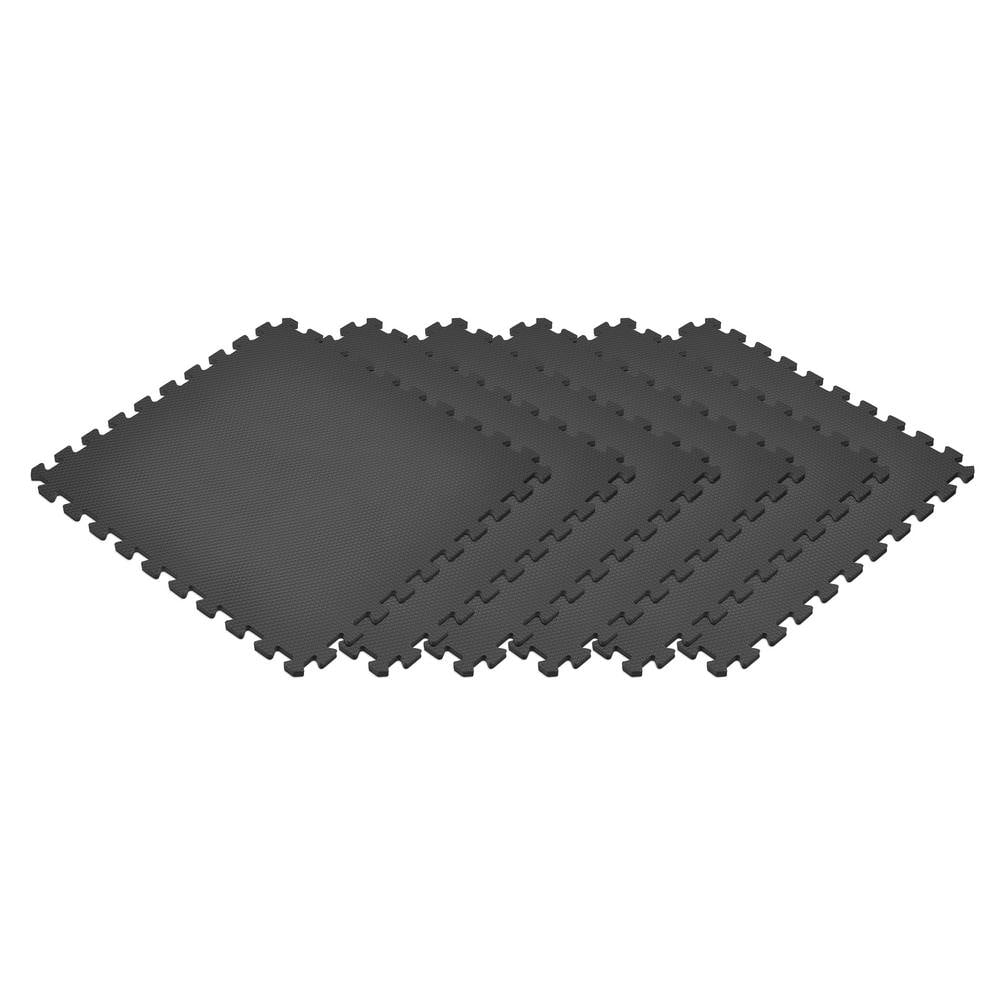Norsk Black 24 in. x 24 in. EVA Foam Non-Toxic Solid Color Interlocking Tiles, 48 Tiles
