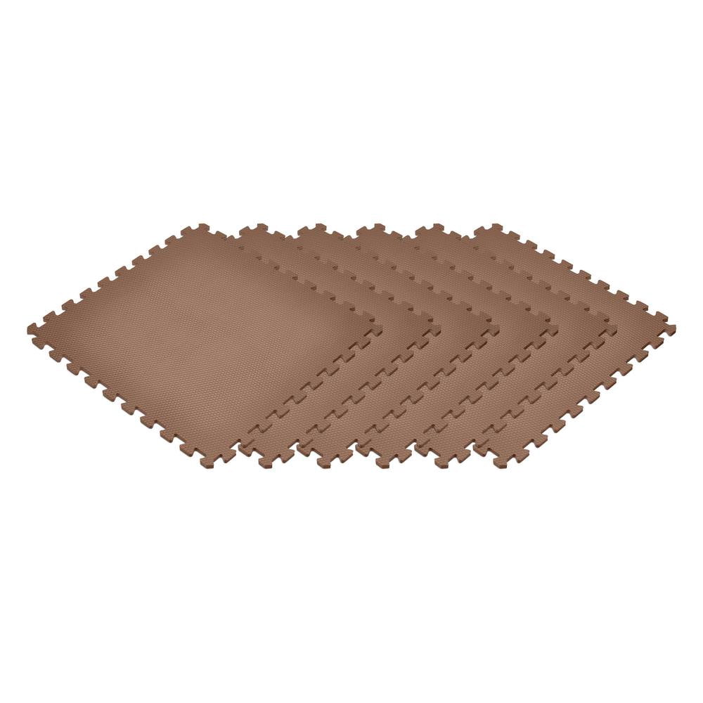 Norsk Brown 24 in. x 24 in. EVA Foam Non-Toxic Solid Color Interlocking Tiles, 30 Tiles