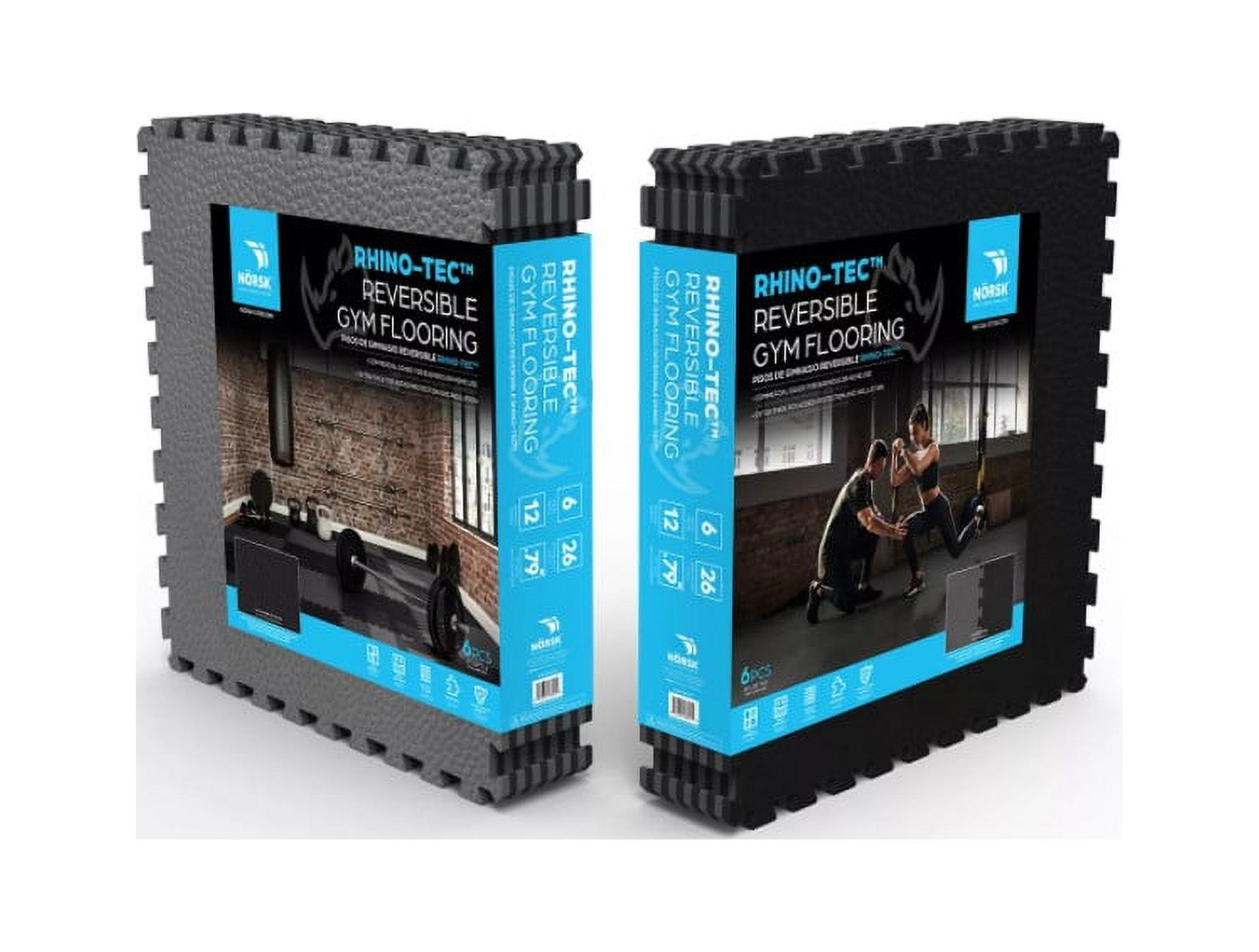 Norsk Commercial Grade Reversible Gym Flooring, Gray/Black