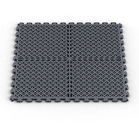 Norsk NSMPVN6DG Vented Drain Pattern PVC Floor Tiles, Dove Gray, 6-Pack