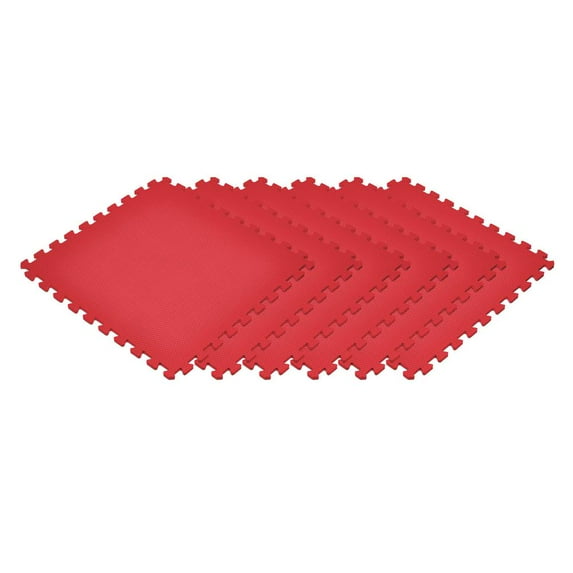 Norsk Red 24 in. x 24 in. EVA Foam Non-Toxic Solid Color Interlocking Tiles, 30 Tiles