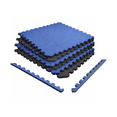 thumbnail image 1 of Norsk Reversible EVA Foam Exercise Mats - 6 Tiles with Edge Pieces, 24"x24" Interlocking Gym Flooring, Anti-Slip Workout Mats (Blue-Black), 1 of 6