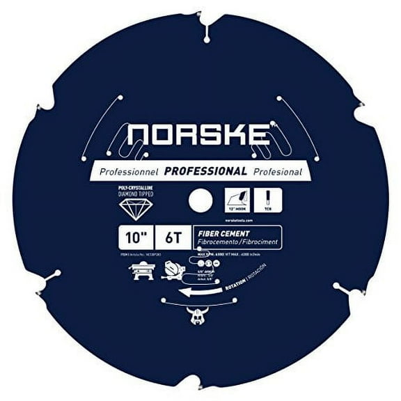 Norske NCSBP283 PCD Hardie Fiber Cement Saw Blade, 10" x 6T