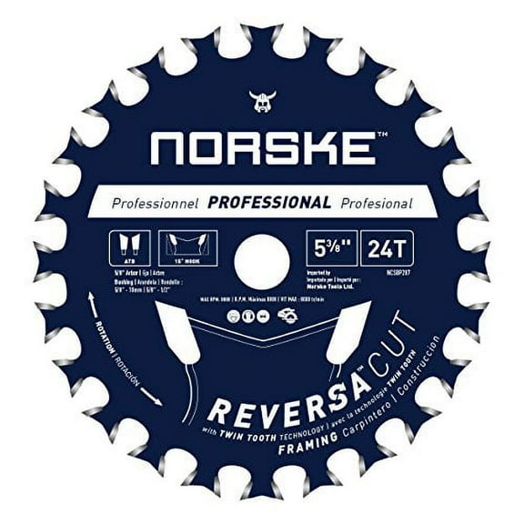 Norske NCSBP287 Reversa Cut Thin Kerf Framing Saw Blade, 5-3/8" x 24T