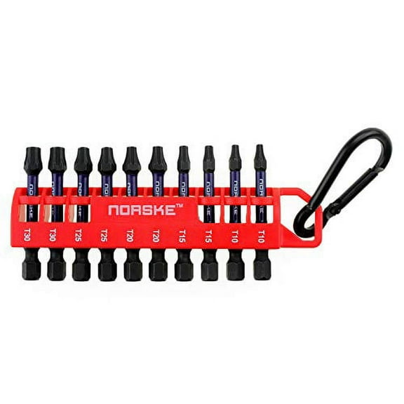 Norske Tools NIBPI614 2" Assorted Torx Impact Torsion Screwdriver Bits (2pcs each T10, T15, T20, T25 and T30) 10pc Pack Bit Clip