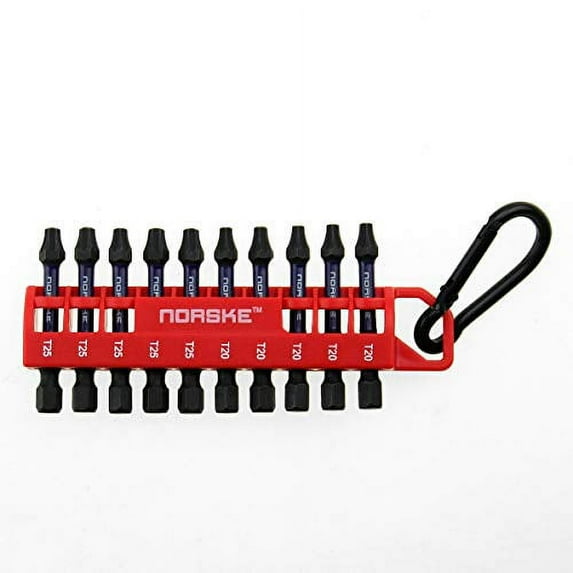 Norske Tools NIBPI615 Torx Impact Torsion Screwdriver Bits, 2", 10-Piece Pack Bit Clip
