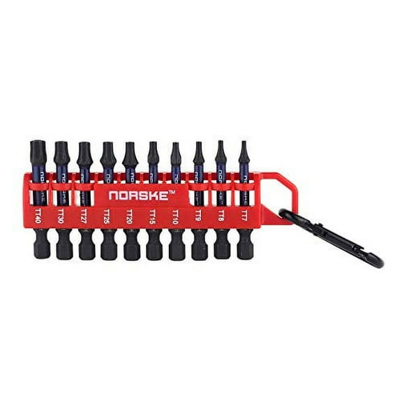 Norske Tools NIBPI616 2" Assorted Torx Tamper Proof Security Torx Impact Torsion Screwdriver Bits (TT7, 8, 9, 10, 15, 20, 25, 27, 30, 40) 10pc Pack Bit clips