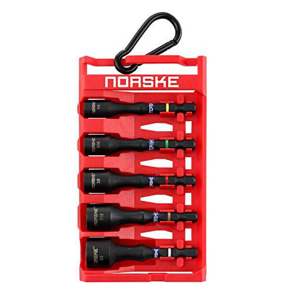 Norske Tools Magnetische Steckschlüssel Set, 5 Stück - 1/4 Bis 1/2 Zoll, Schlagfest | Für Schlagschrauber & Hohe Drehmomente