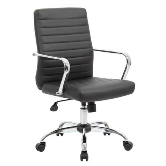 Norstar B436C-CP Boss Retro Task Chair with Chrome Fixed Arms, Black