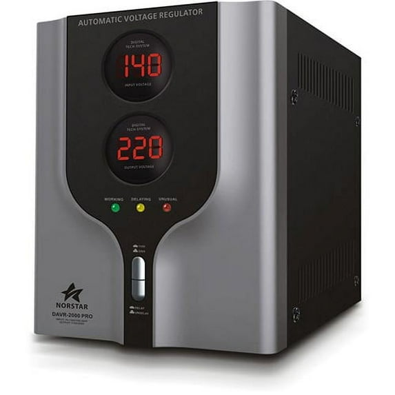 Norstar DAVR-2000 2000 Watt Step Up and Step Down Voltage Transformer with Automatic Voltage Regulator with Universal Outlets 110/120 to 220/240 and 220/240 to 110/120