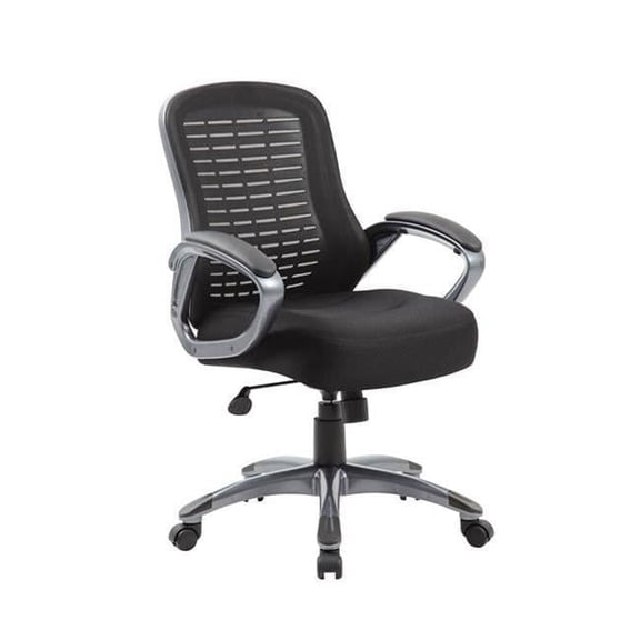 Norstar Mesh Back Chair with Mesh Arm Pad Gun Metal Arm & Base - Black