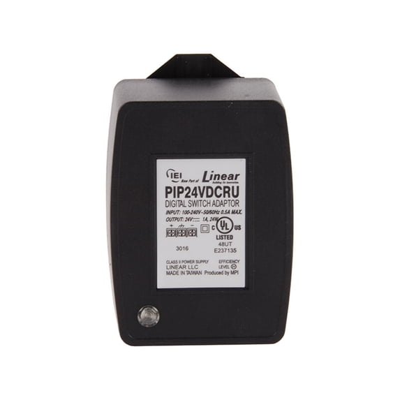 Nortek PIP24VDC Plug-In Power Supply EISA Compliant Auto-Resetting Poly Fuse 120 VAC input 24 VDC Output at 1000 mA 1 Amp Maximum