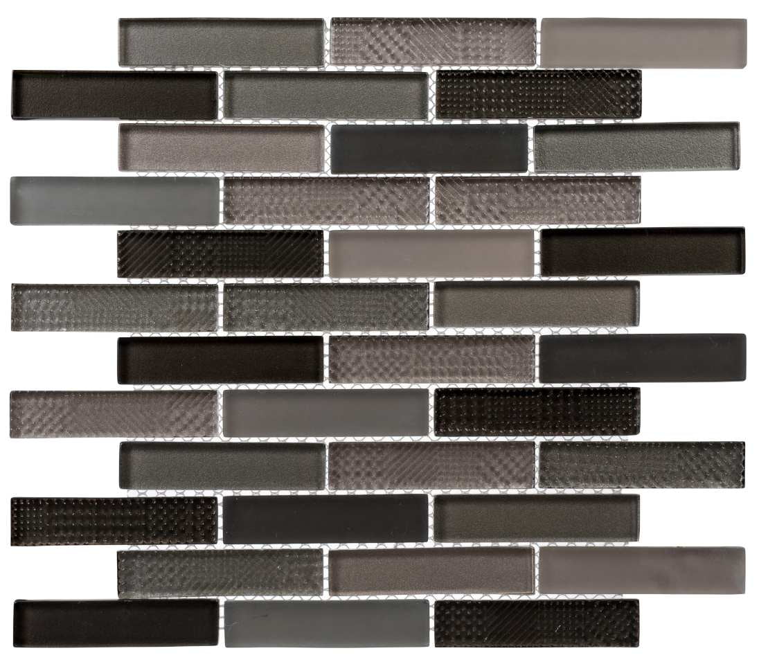 Rift Gray Glass Mosaic Outdoor Shower Tile Sheet