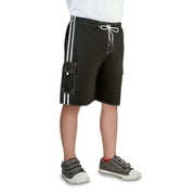 North 15 Big Boys Quick Dry Beach Swim Trunks Shorts with Cargo Pokcets-5104B-Blk/Wht-8