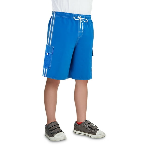 North 15 Big Boy's Quick Dry Beach Swim Trunks Shorts with Cargo Pokcets-5104B-Ryl-10-12