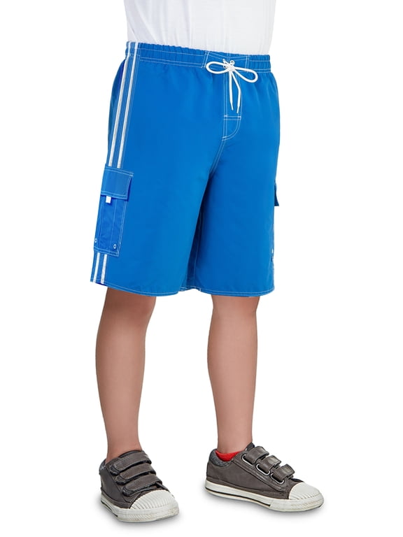 Big Boy's Quick Dry Beach Swim Trunks Shorts with Cargo Pokcets-5104B-Ryl-10-12