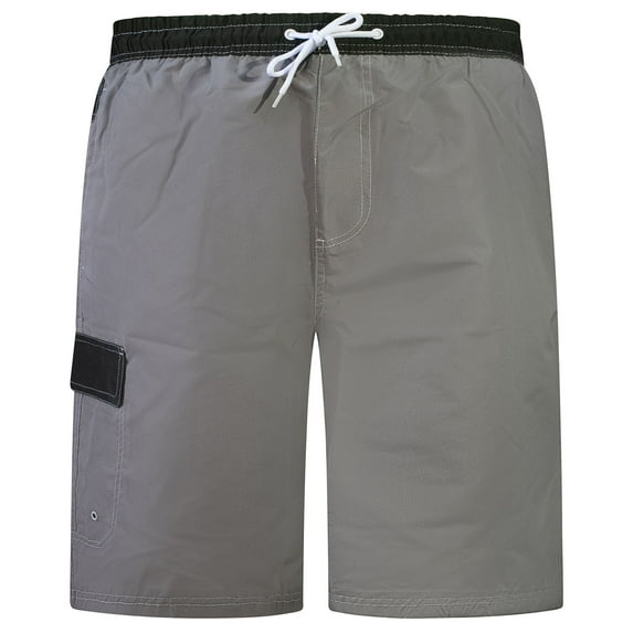 North 15 Boy's Beach Swim Trunks Shorts with Cargo Pockets-6104B-Blk/Gry-18