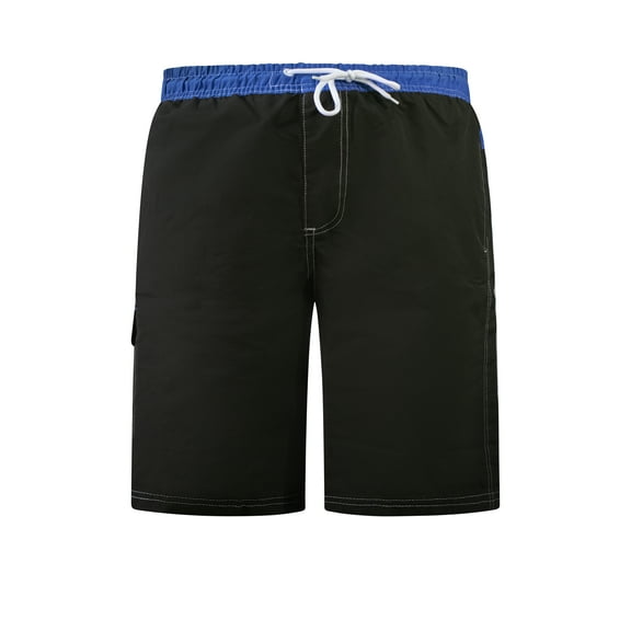 North 15 Boy's Beach Swim Trunks Shorts with Cargo Pockets-6110B-Blk/Ryl-14-16