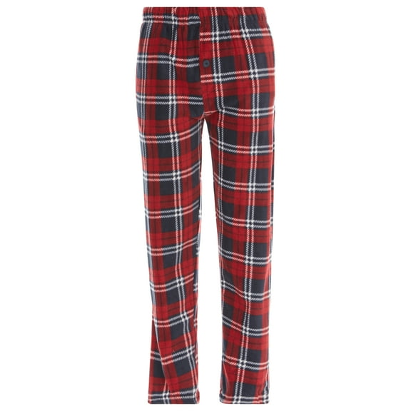North 15 Boy's Cozy Plaid Polar Fleece Lounge Pants-1225B-Design 15-18