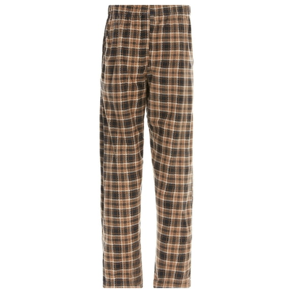North 15 Boy's Cozy Plaid Polar Fleece Lounge Pants-1225B-Design 16-18
