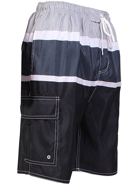 Boy's Microfiber Beach Swim Trunks Shorts with Cargo Pokcets-5115B-Blk-8