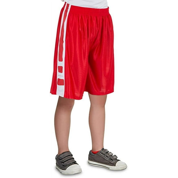 North 15 Boy's Printed Basketball Long Mesh Shorts with Side Pockets-3298B-Rd-8
