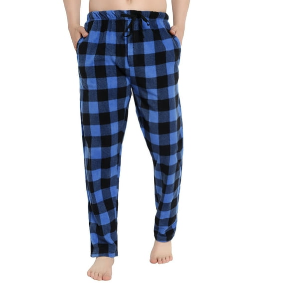 North 15 Boy's Super Cozy Buffalo Plaid Micro Fleece Pajama Pants-1235B-Navy-14-16