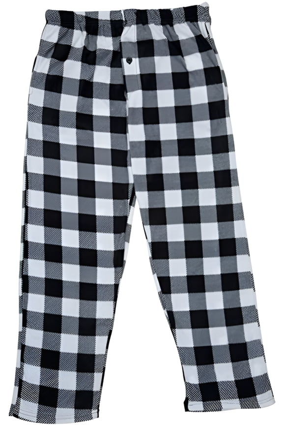 Boy's Super Cozy Buffalo Plaid Micro Fleece Pajama Pants-1235B-White-18