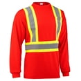 thumbnail image 1 of North 15 High-Visibility 4" Contrast Reflective Long Sleeve Red Safety T-Shirt with Moisture Wicking Mesh-6691LS-XL, 1 of 6