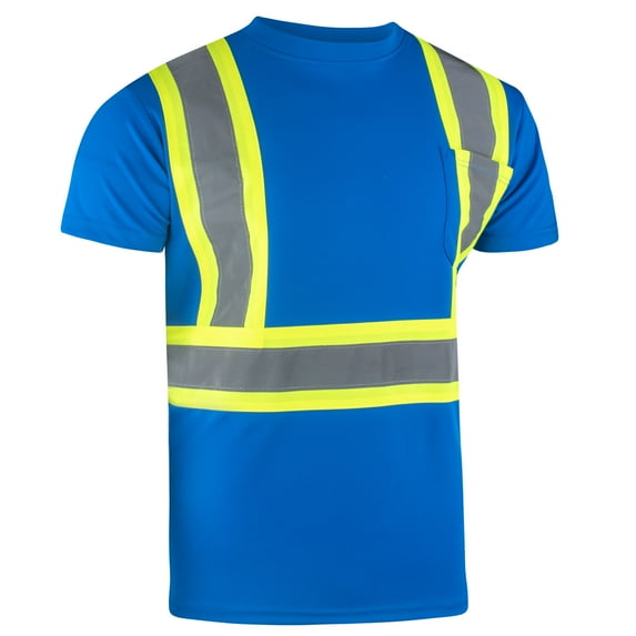 North 15 High-Visibility Reflective Long Sleeve Blue Safety T-Shirt with Moisture Wicking Mesh-6678LS-XL