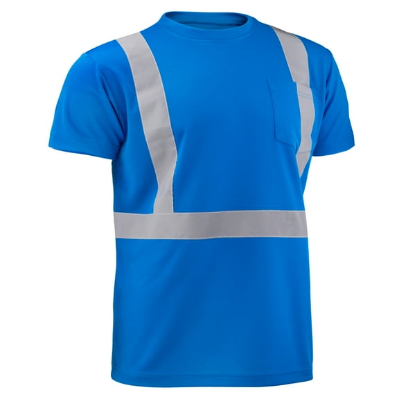 North 15 High-Visibility Reflective Safety Short Sleeve Blue Safety T-Shirt with Moisture Wicking Mesh-6678-L