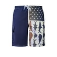 thumbnail image 1 of North 15 Men's American Flag Microfiber Shark Print Swim Trunk Boardshorts with Cargo Pockets-7125-Nvy/Rd-L, 1 of 4