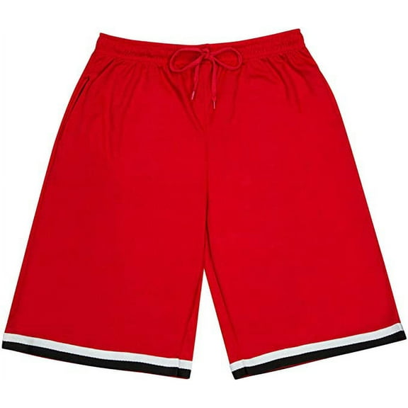 North 15 Men's Athletic Basketball Lightweight Shorts with Side Pockets-3016-Red-XL