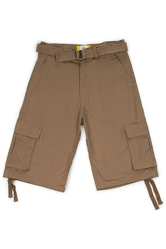 Men's Belted Clasic Cargo Pockets Twill Shorts-4550-Br. Kh-32