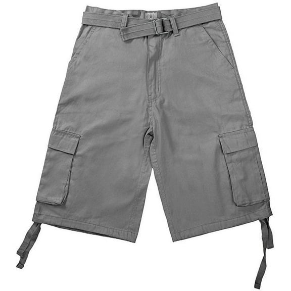 North 15 Men's Belted Clasic Cargo Pockets Twill Shorts-4550-Gr-32