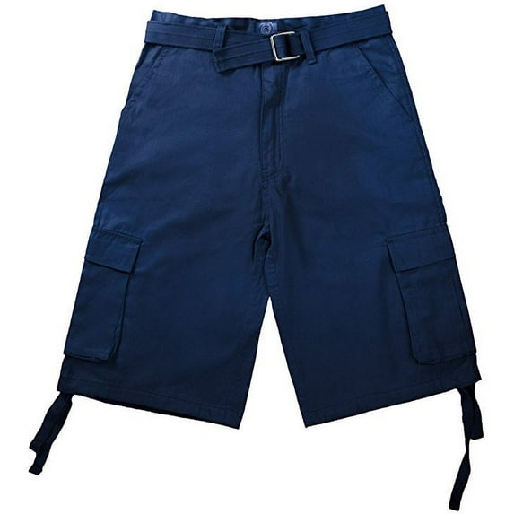 North 15 Men's Belted Clasic Cargo Pockets Twill Shorts-4550-Nv-38