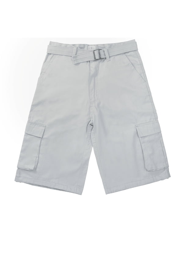 Men's Belted Clasic Cargo Pockets Twill Shorts-4550-Wht-34