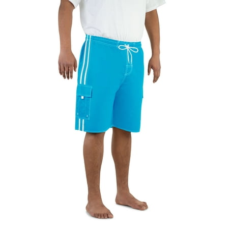 North 15 Men's Board Beach Swim Trunks Shorts with Cargo Pockets-5104-Aq-Md