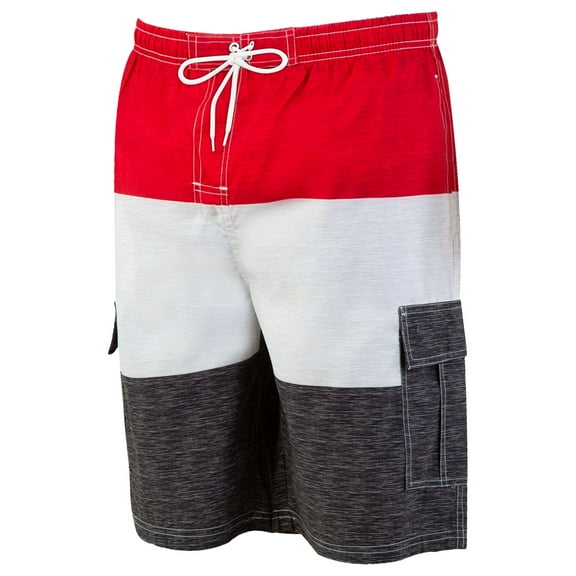 North 15 Men's Board Beach Swim Trunks Shorts with Cargo Pokcet-5111-Rd/Blk-Md