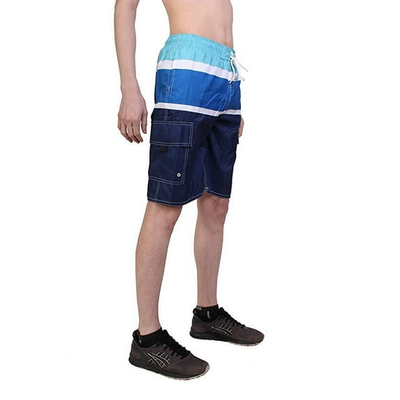 North 15 Men's Board Beach Swim Trunks Shorts with Cargo Pokcet-5115-Nv-3XL