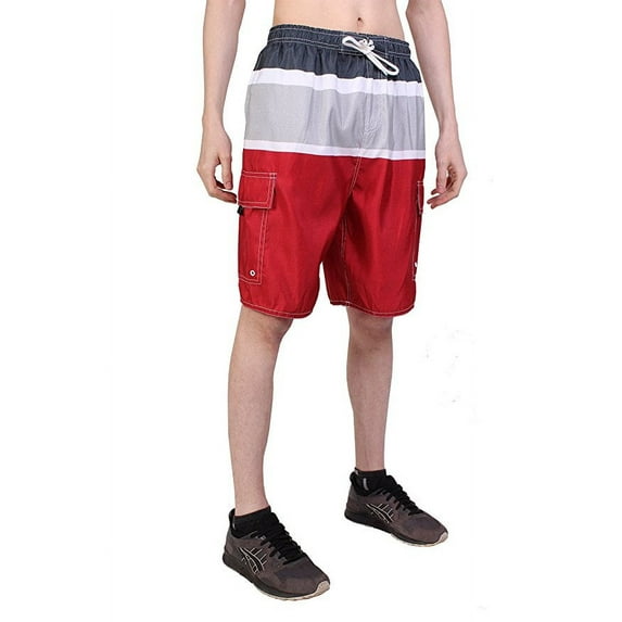 North 15 Men's Board Beach Swim Trunks Shorts with Cargo Pokcet-5115-Rd-2XL