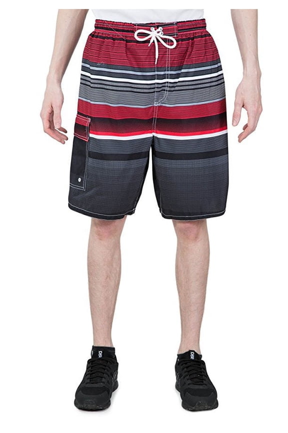 Men's Board Beach Swim Trunks Shorts with Cargo Pokcet-7150-Rd-L