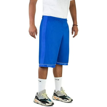 North 15 Men's Closed Mesh Athletic Basketball Shorts With Side Pockets-3027-Ryl/Wht-L